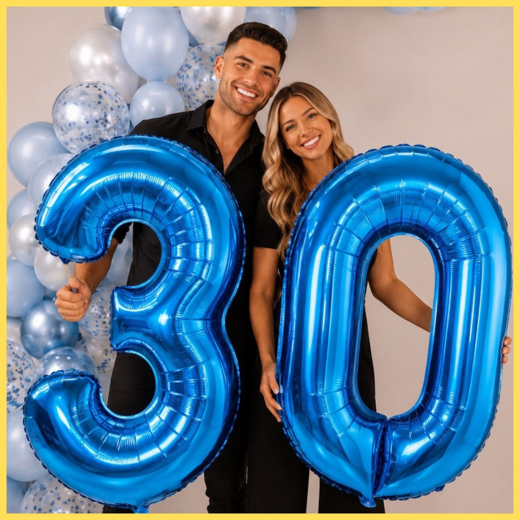 Kit 2 Balões Metalizados Número 32 Pol (80 cm) Grande azul para Aniversário e Decoração de Festas