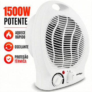 Aquecedor Eletrico 1500W Portátil Branco Good&Go Termoventilador 127V Tipo de Plug 20A