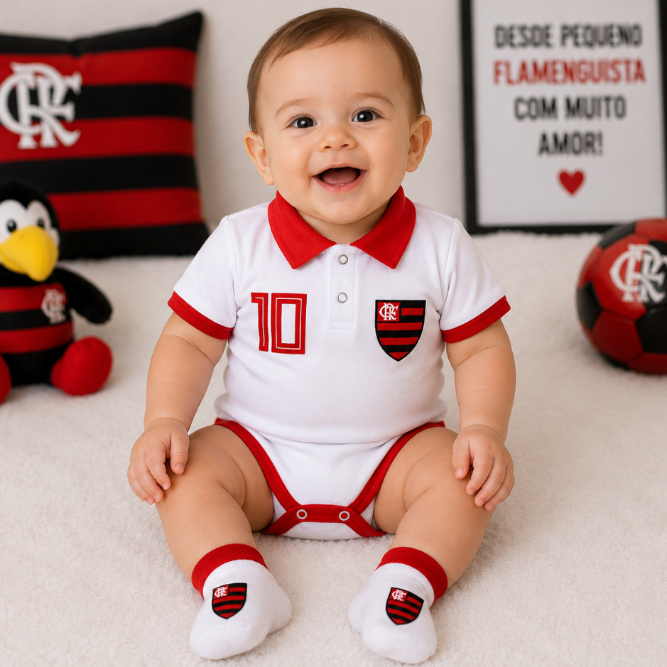 Body Polo Flamengo Roupa de Bebê Mengo CRF Oficial