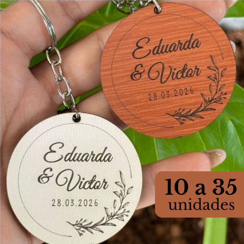 Chaveiro Lembrancinha De Casamento Personalizada Com Nome Simples Kit Para Noivado Em MDF Resistente | 10 a 35 Unidades