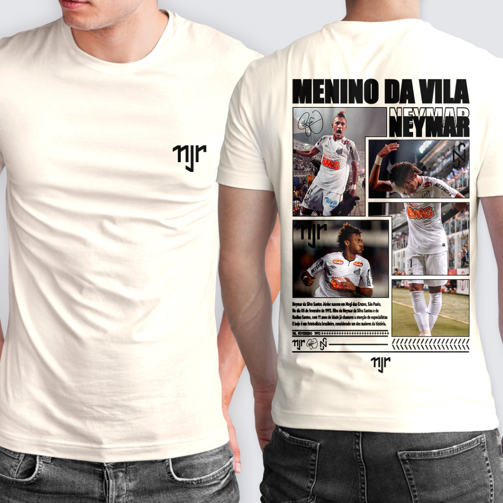 Camiseta Masculina menino Ney Camiseta Básica menino da vila Camiseta Futebol