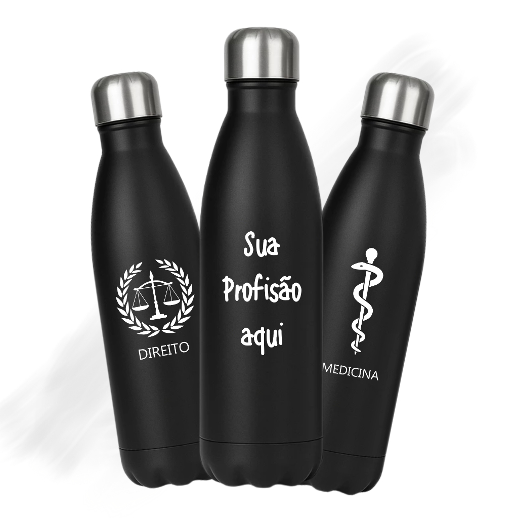 Garrafa Térmica 500ml em Aço Inox Squeeze personalizada  - Profissões Faculdade Curso