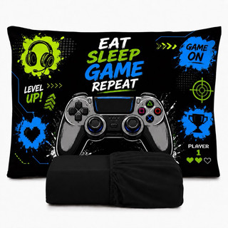 JOGO DE LENÇOL SOLTEIRO INFANTIL GAME GAMER FRONHA TRAVESSEIRO, LENÇOL DE ELASTICO