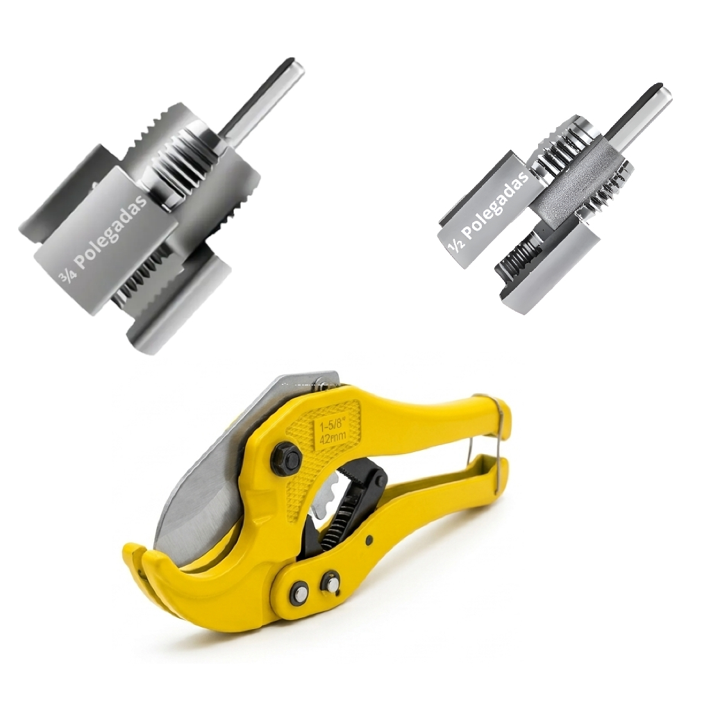 Kit Cortador Tubo + Abridores Rosca Tubo 1/2 meia E 3/4 Polegadas tesoura alicate corta cano de água