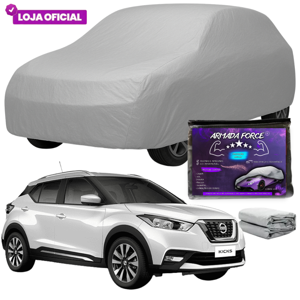 Capa Cobrir Nissan Kicks ARMADA FORCE Forrada 100% Impermeável Protege Sol Chuva Poeira Anti-UV