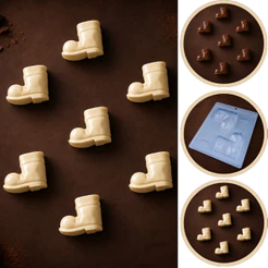 1~10 Forma Simples Bota Grande 174 (i1) em Acetato BWB Para Bombom e Doces Para Natal e Festas Natalinas. (CHOCO)