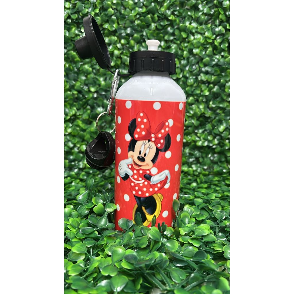Garrafa Personalizada Minnie Mouse com Nome 600ml Alumínio Squeeze Cantil Disney Escolar Infantil Menina Presente