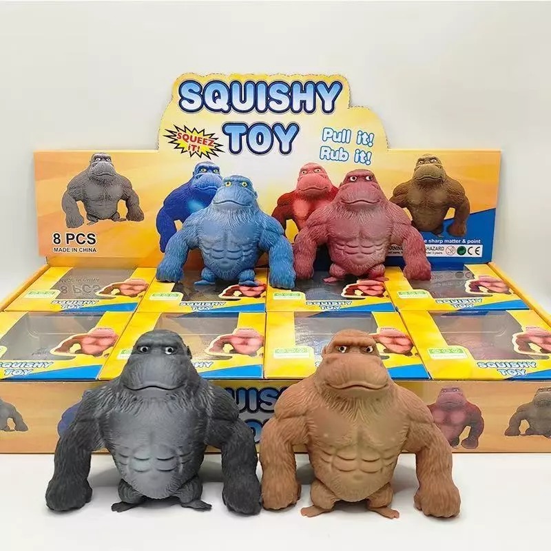 Macaco Gorila Squash Brinquedo Estica e Esmaga Boneco de Apertar Antiestresse