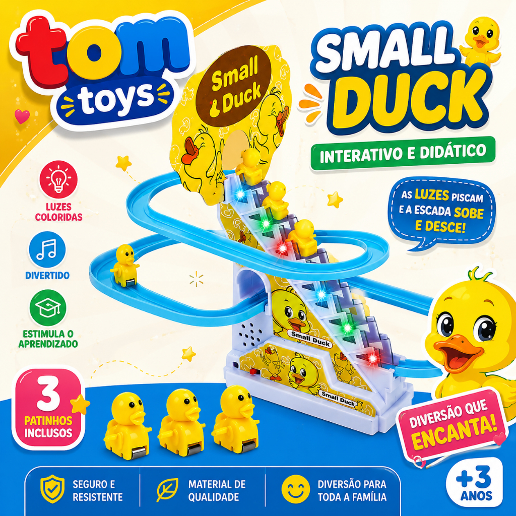 Brinquedo Pista Pato Patinho Escorrega Tobogã Escada Musical com Som e Led ou Unicornio