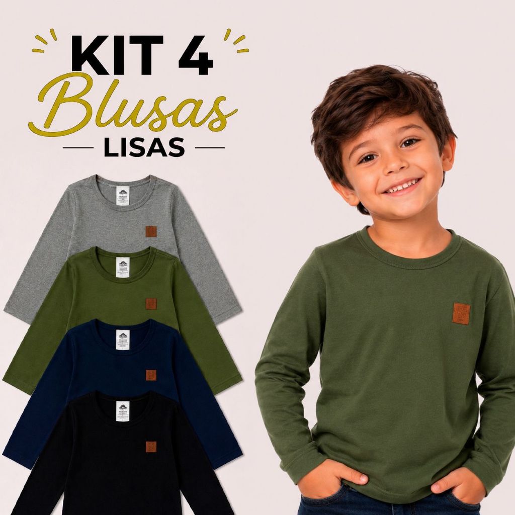 Kit Com 4 Camisetas Manga LONGA De Inverno