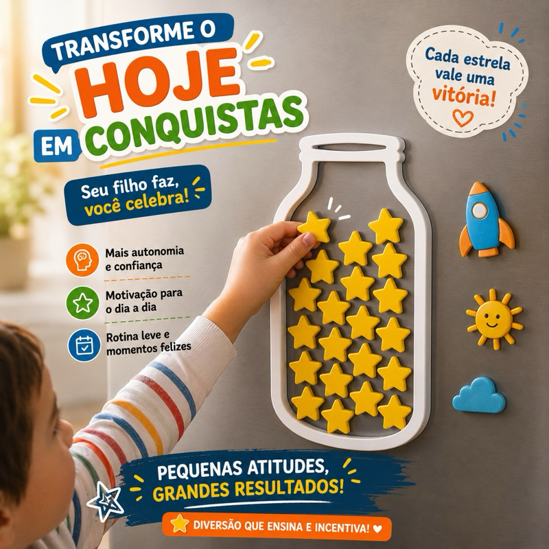Quadro de Recompensa Infantil Montessori Quadro de Incentivo com Estrelas Magnéticas Rotina e Comportamento