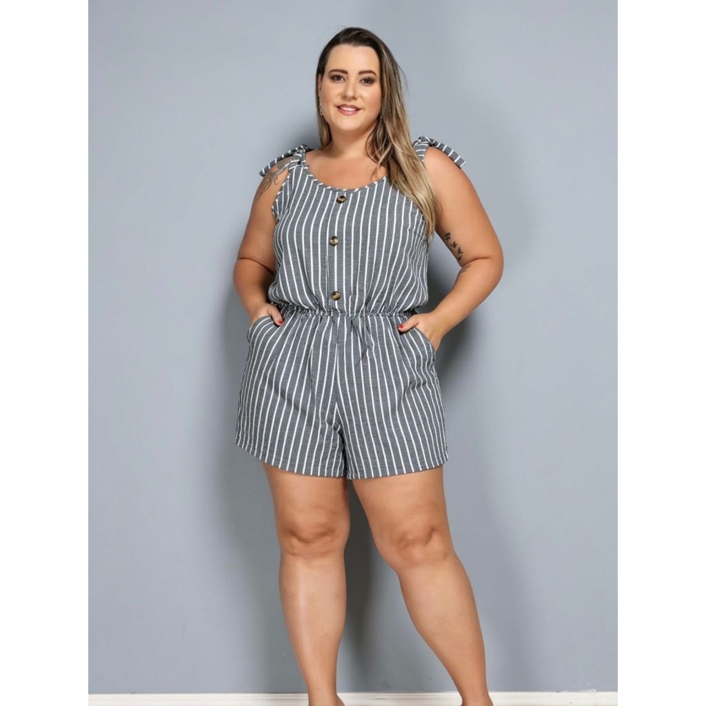 Macaquinho Plus Size Feminino Macaçao verao GG G1 G2