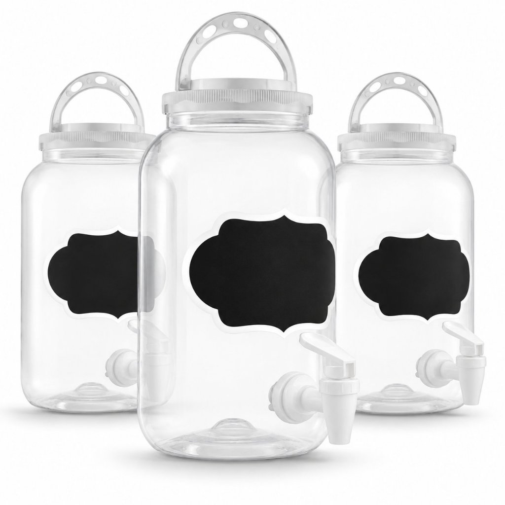 Kit 1/2/3 Suqueira Dispenser Bebidas 3,6L Com Torneira Tampa Plástico Preto Festa Garrafa De Agua