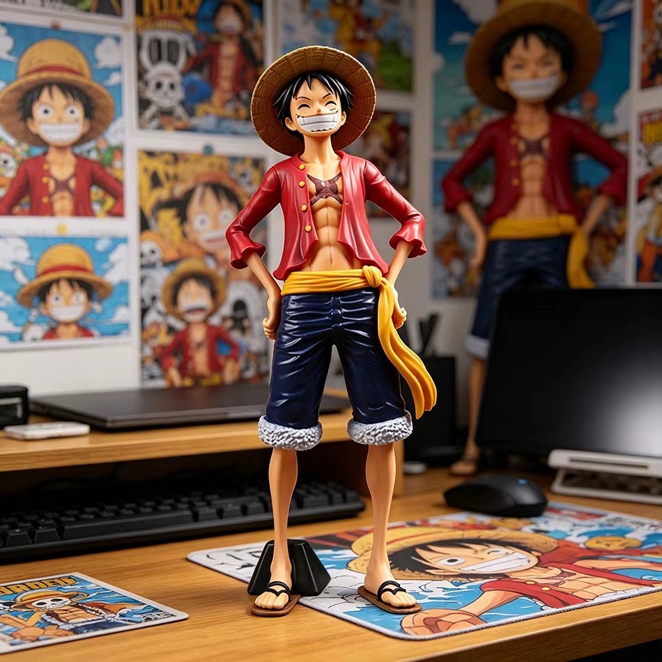 Action Figure One Piece Monkey D. Luffy Boneco 3 Faces Colecionável PVC 28cm Anime
