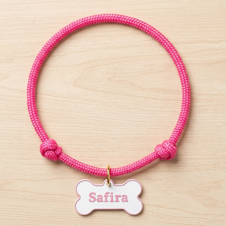 Colar pet ajustável com placa de identificação e nome - Varias Cores  e tamanhos - Cães e Gatos