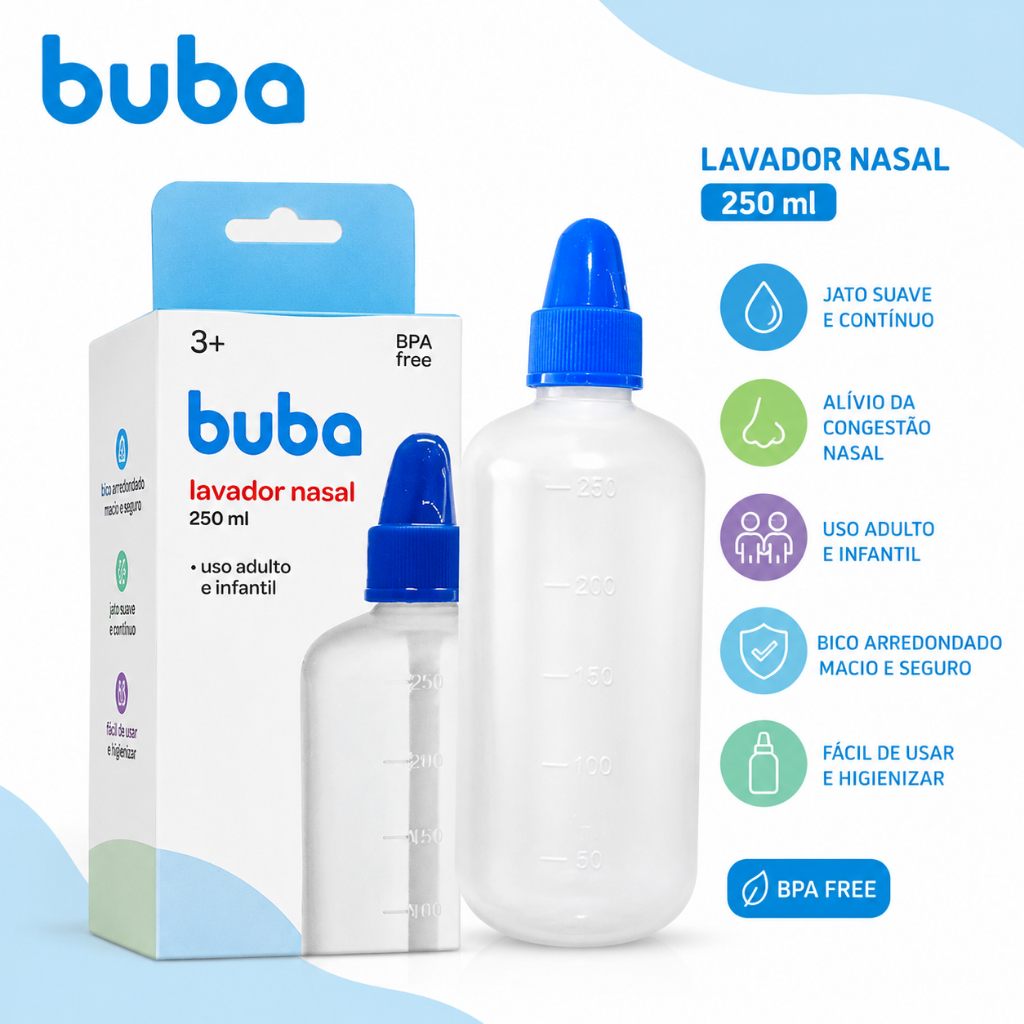 Lavador Higienizador Nasal 250ml Buba Bebê Infantil Adulto