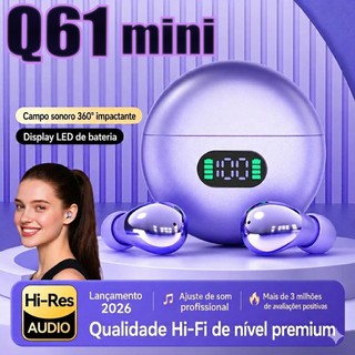 Fones de ouvido Q61 mini Bluetooth TWS esportivos com clipe LED Display Touch 5.1 Hi res