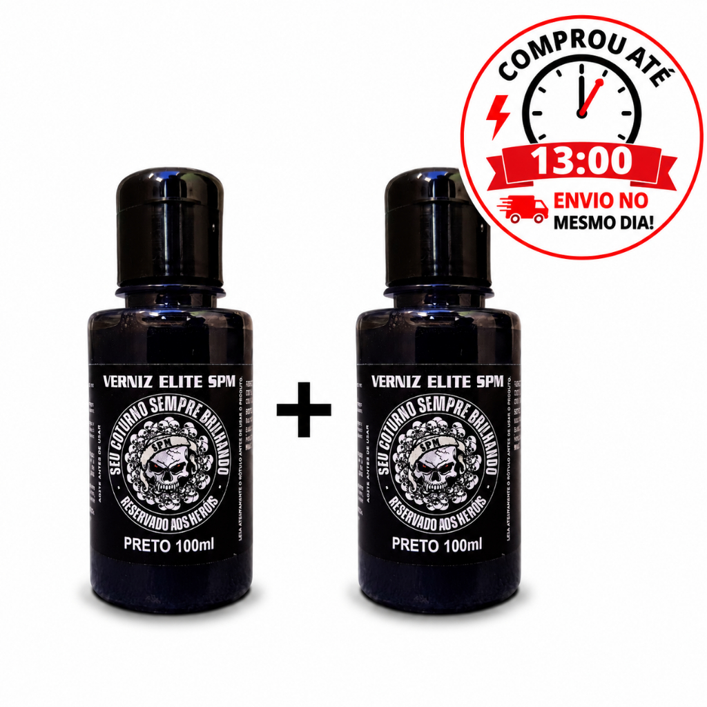 Kit 1 Verniz Elite SPM 100ml Esponja Flanela brilho para couro coturno bota militar