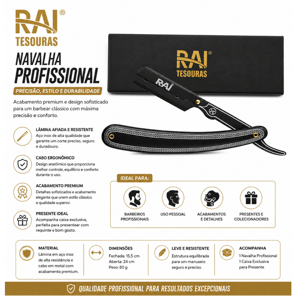Navalha Navalhete Barba Barbeiro Acabamento Rai Puter