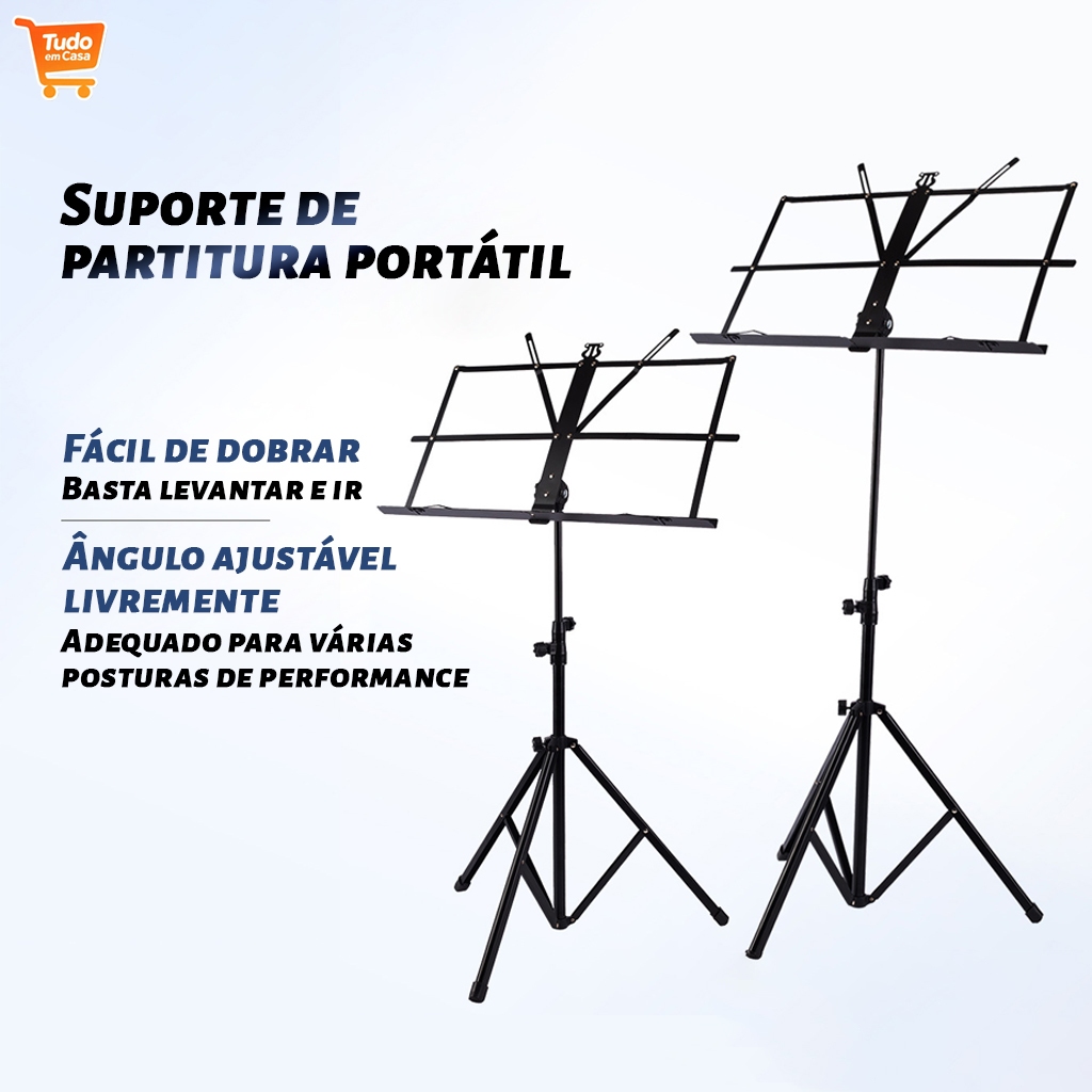 Estante Partitura Suporte Pedestal Cavalete com Bolsa de Transporte