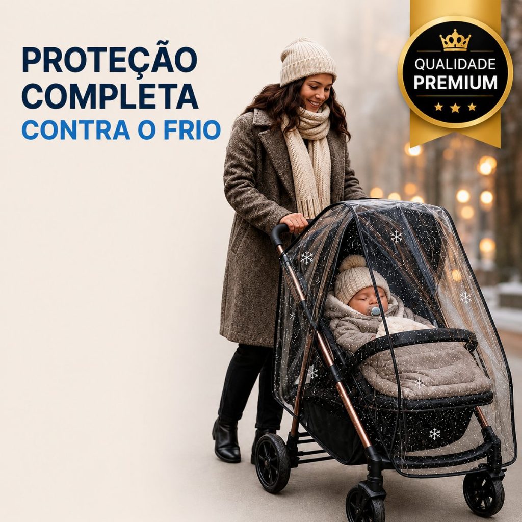 Capa Para Carrinho de Bebê Protege do Frio Vento Sereno Resistente Cristal Transparente Com Furos