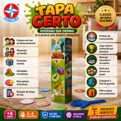 Jogo Brinquedo Tapa Certo Estrela Com Animais - Jogo Infantil Estrela Brinquedos Original 6 anos