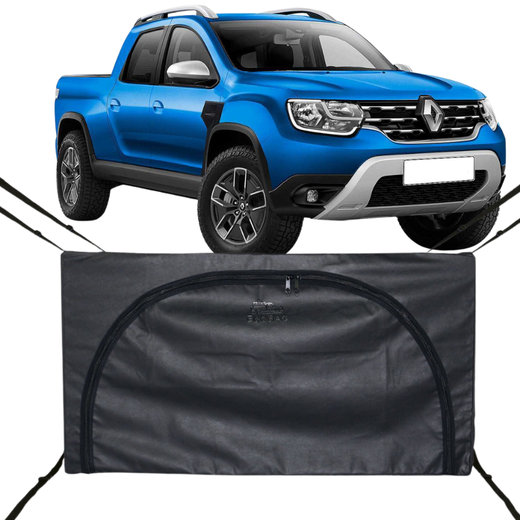 Bolsa Carroceria Caçamba Ecobag Flash Cover Oroch Dupla Sem Santo Protege Sua Carga 378L Com Ziper Preto