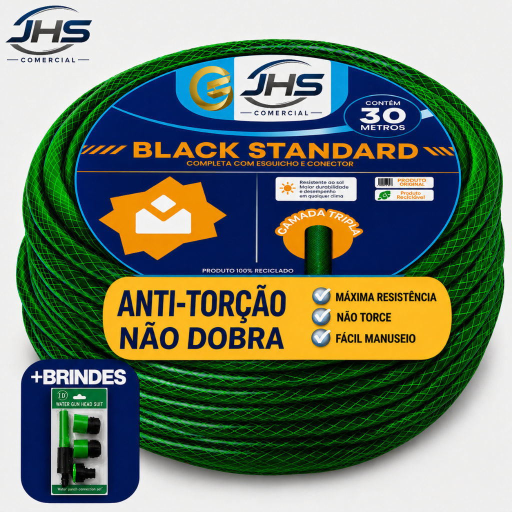 Mangueira de Jardim Trançada Anti-Torção Metros Completa Com Esguicho Limpeza Quintal - Oferta