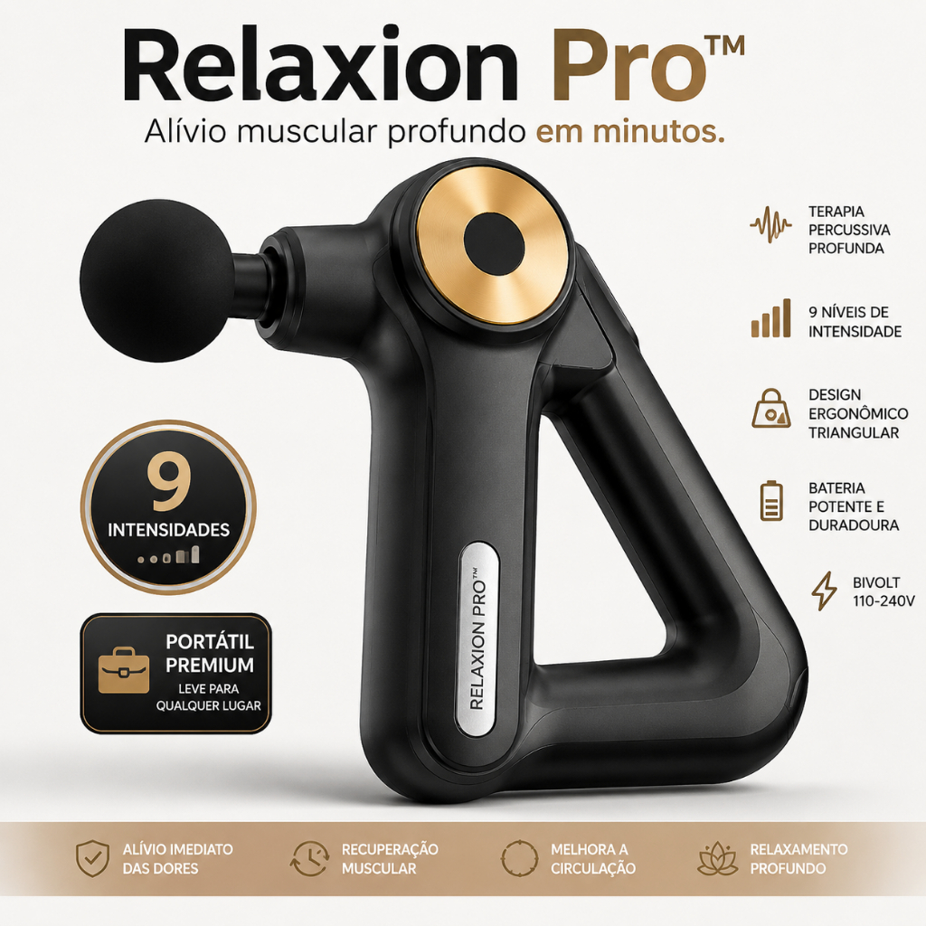 Pistola Massageadora Muscular Elétrica Portátil 9 Níveis Massageador Corporal Bivolt BM-F1021
