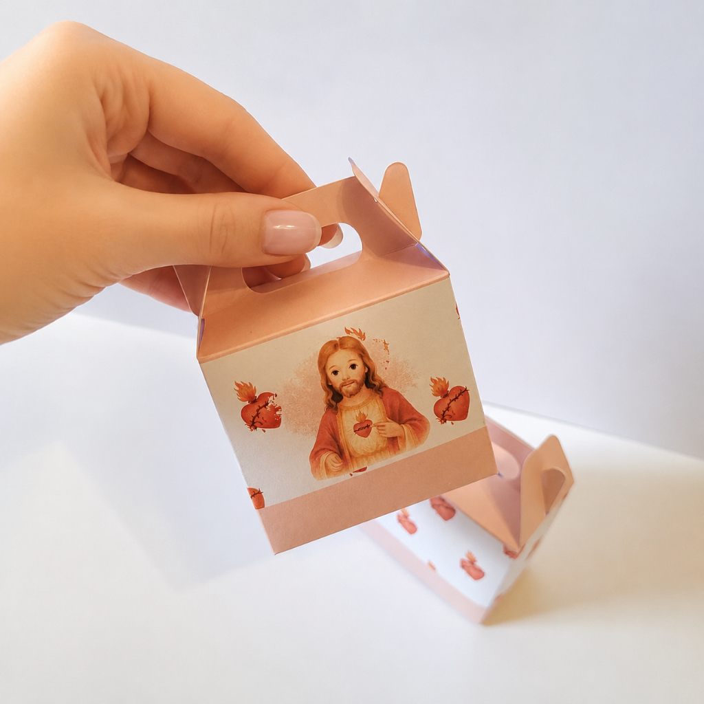 kit 10, 30, 30 ou 50 Caixinha Católica Personalizada Para Lembrancinha Batizado Crisma Encontro