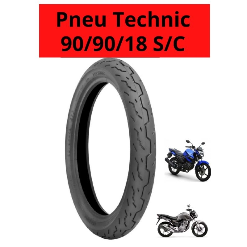 Pneu Traseiro Technic Moto Titan 160 Cg 150 160 Fazer 150 Factor 125/150 Yes 125 Speed S/Camara Top