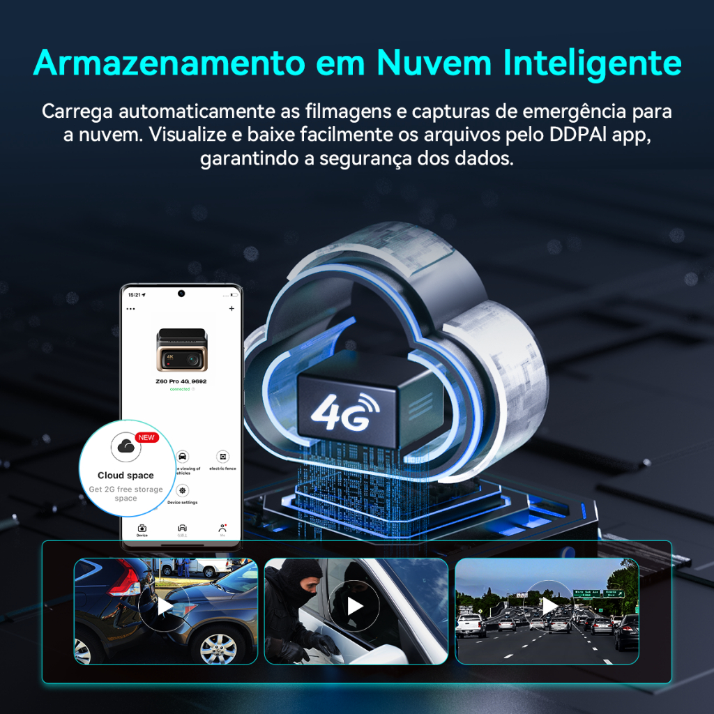 Câmera Veicular DDPAI Z60 Pro 4G Monitoramento Remoto 4K+ 1080P HDR Visão Noturna STARVIS 2 IMX678 WiFi 5G GPS 3" Tela · foto 2