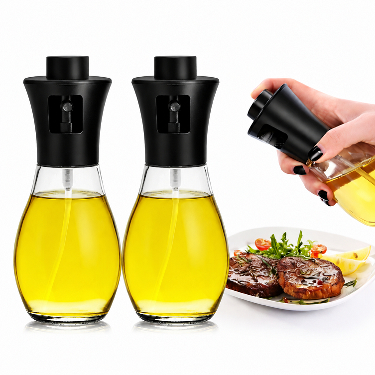2 Spray Borrifador Pulverizador Azeite Óleo Cozinha Air Fryer Vinagre Dosador de Vidro Econômico