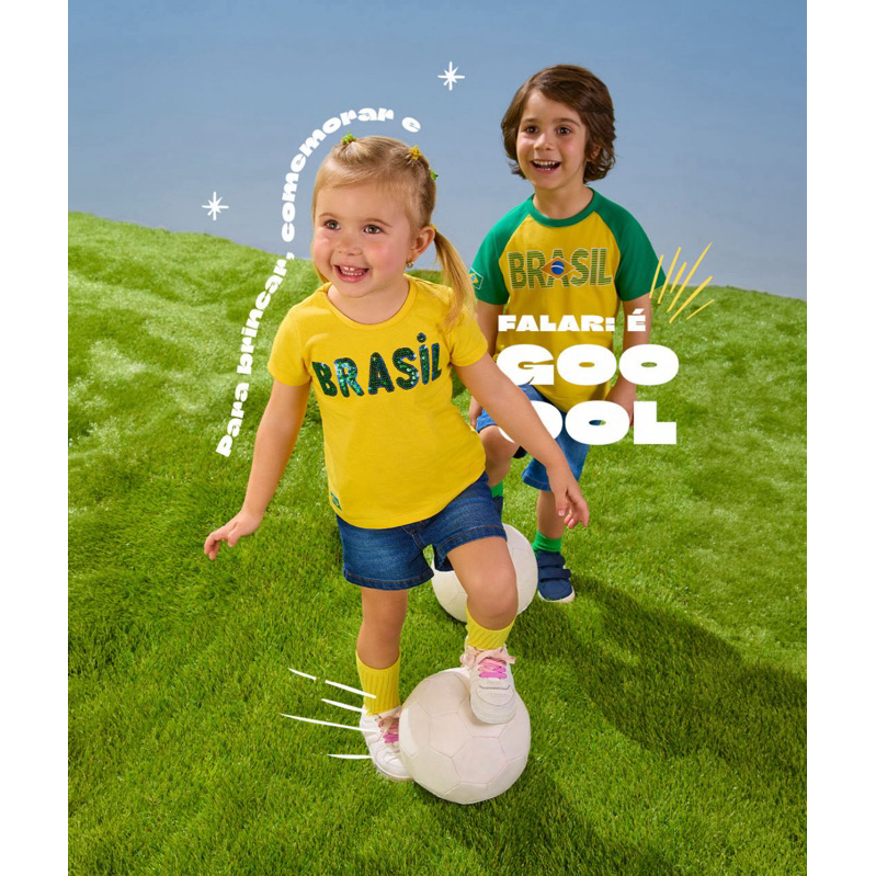 Camiseta do Brasil Infantil - Meninas e Meninos - kyly