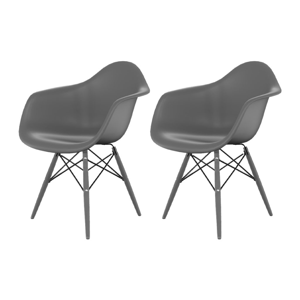 Conjunto 2 Cadeiras Charles Eames ARM com Braço em Polipropileno Sala e Escritór