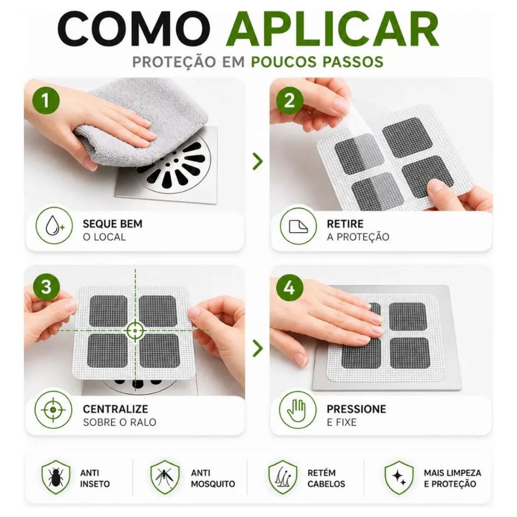 Filtro De Ralo Descartável Tela Adesiva Protetora Anti-Odor Pia Banheiro 10x10cm Telas Protetoras · foto 2