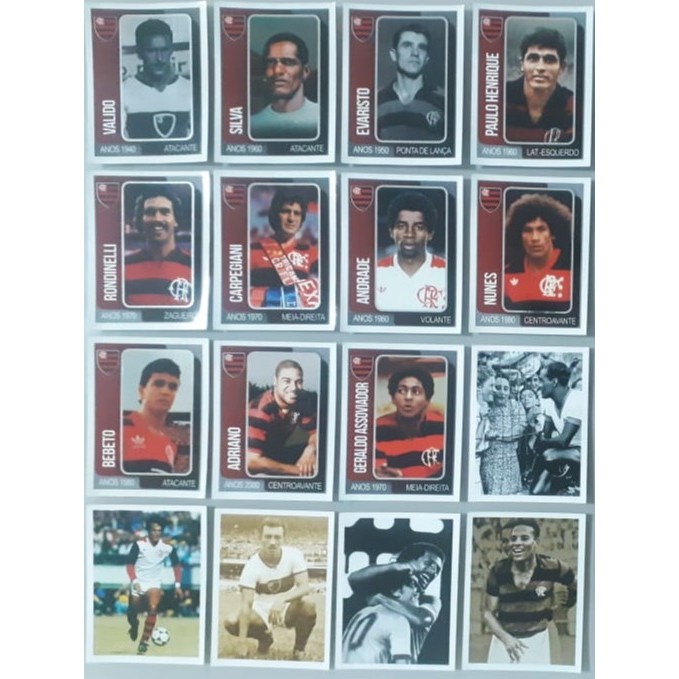 Lote Com 102 Figurinhas Diferentes do Álbum Sempre Hei de Ser - Zico, Leandro, Junior, Bebeto, Zizinho, Domingos da Guia