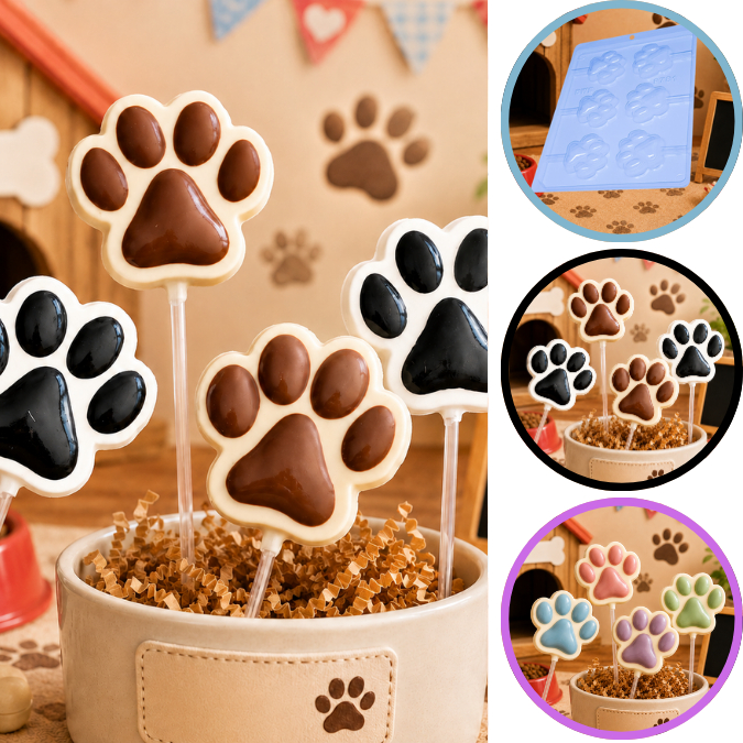 1~10 FORMA SIMPLES PIRULITO PATA DOG 25g COD.9781(D5) EM ACETATO BWB PARA BOMBOM E DOCES DE CHOCOLATE.(CHOCO)