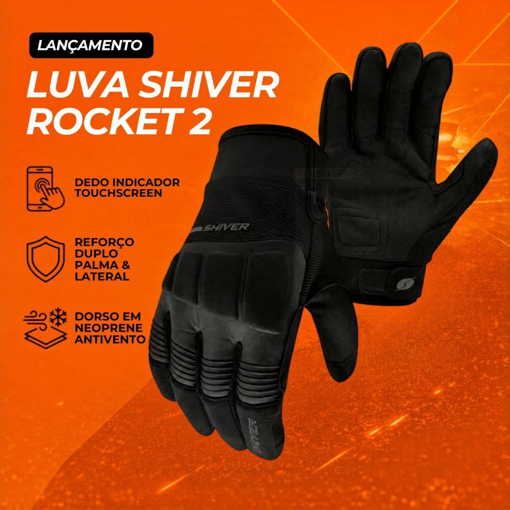 Luva Motoqueiro Motoboy Impermeável Térmica Shiver Rocket 2 Frio Inverno Touch Moto Antiderrapante