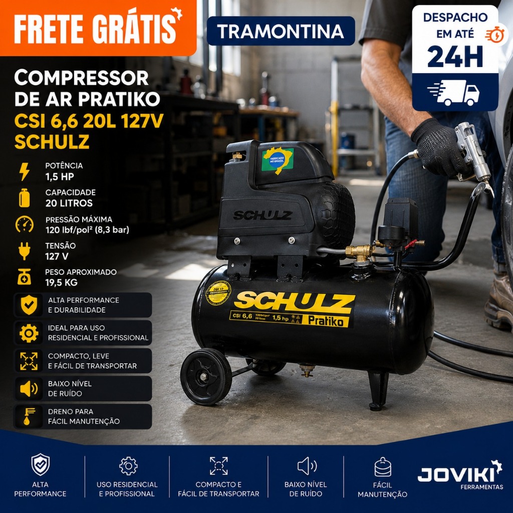 Compressor de Ar Pratiko CSI 6,6 20L 127V Schulz