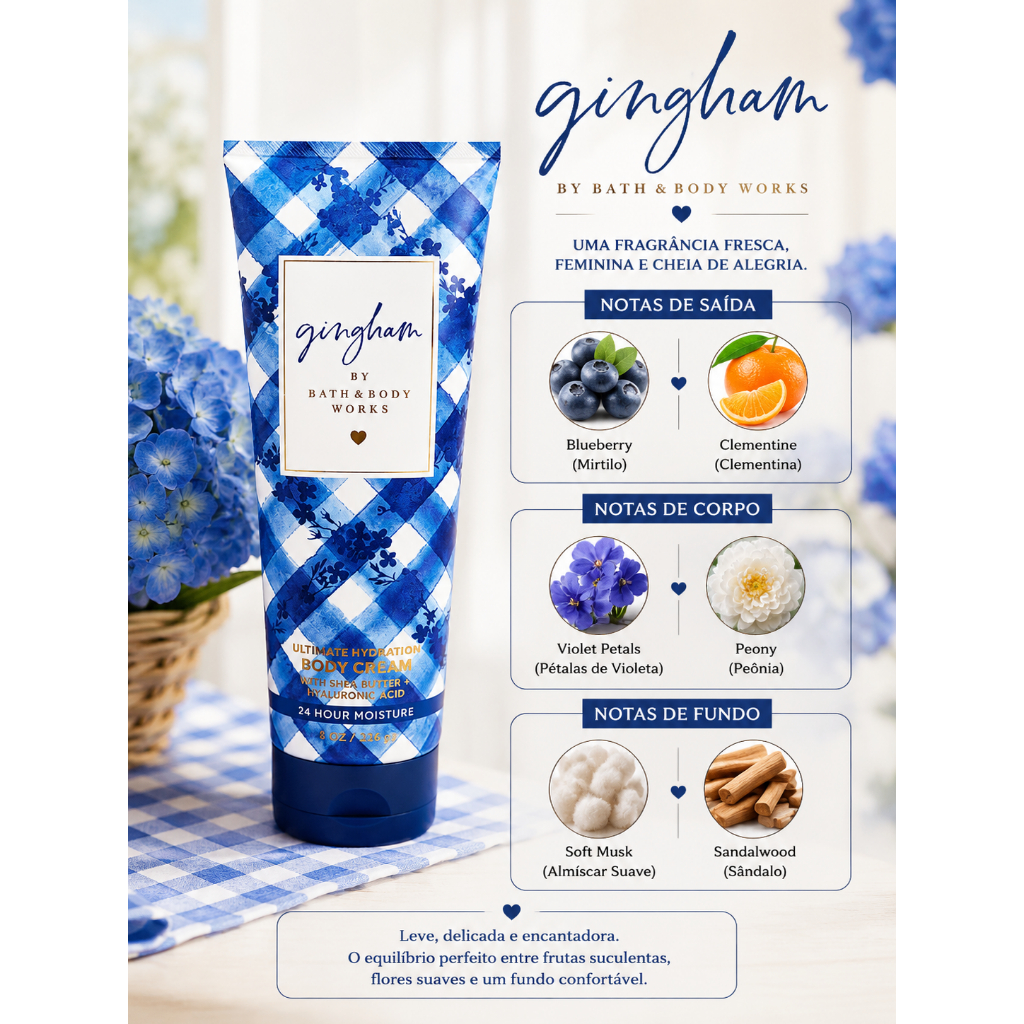 Body Cream hidratante Corporal Gingham - Bath & Body Works - 226g