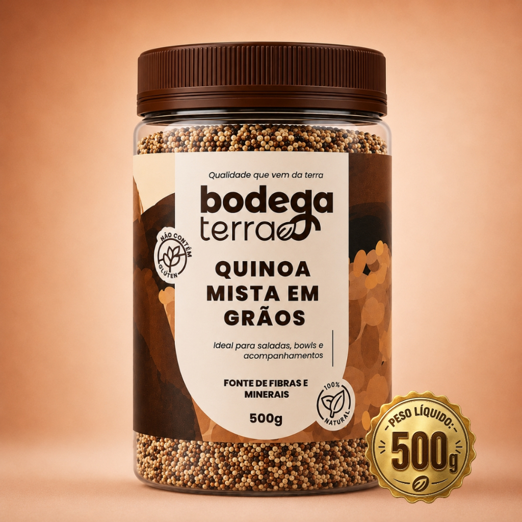Mix de Quinoa em Grãos Branca Preta e Vermelha Sem Glúten 100% Natural Premium 500G