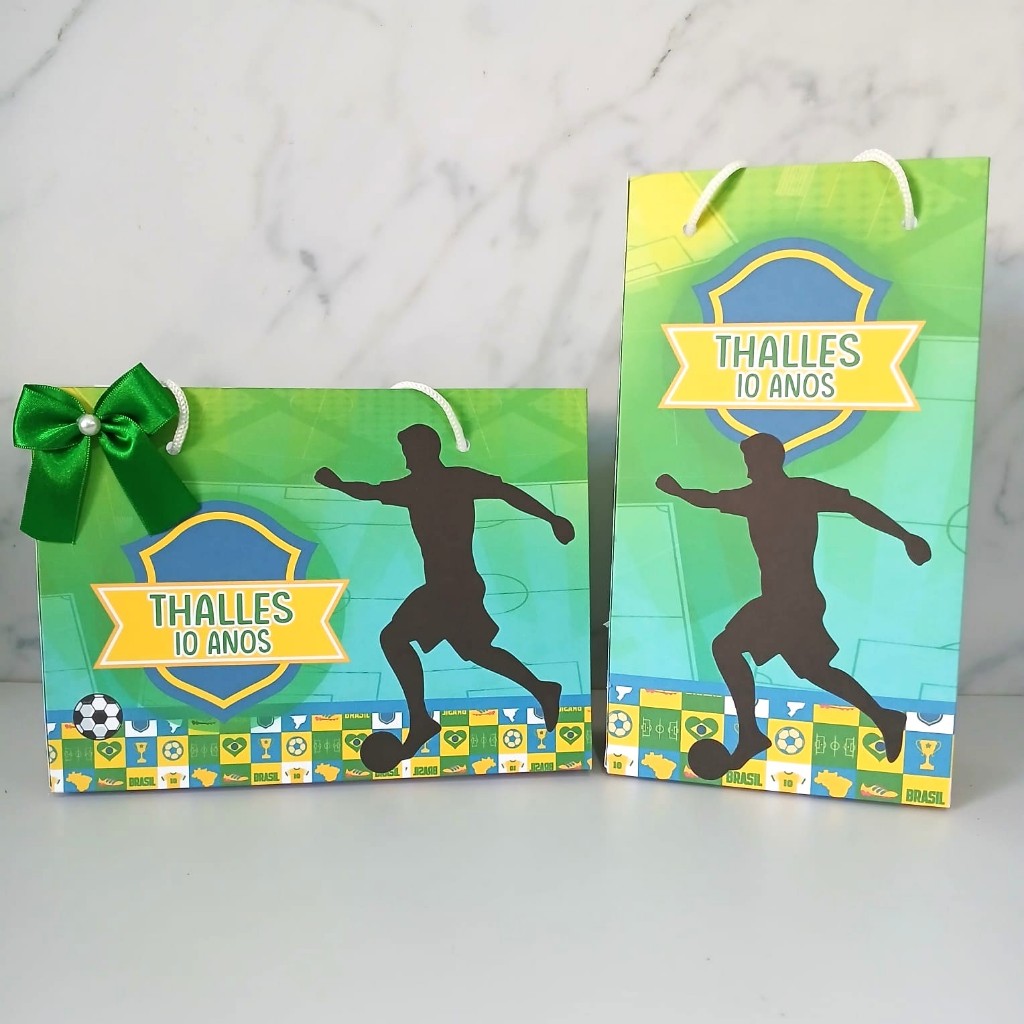 Sacolinha Personalizada Futebol - Copa - Brasil - Pegue e Monte - Lembrancinhas Festa Aniversário