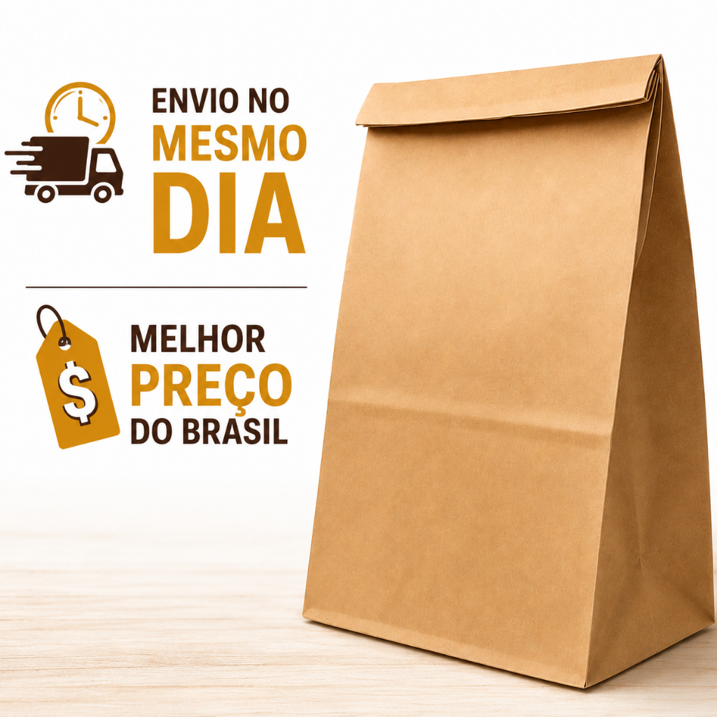 Embalagem Saco Papel Kraft Para Delivery 100 uni Salgados Hamburguer Lanches Food Sushi Presentes Vários Tamanhos