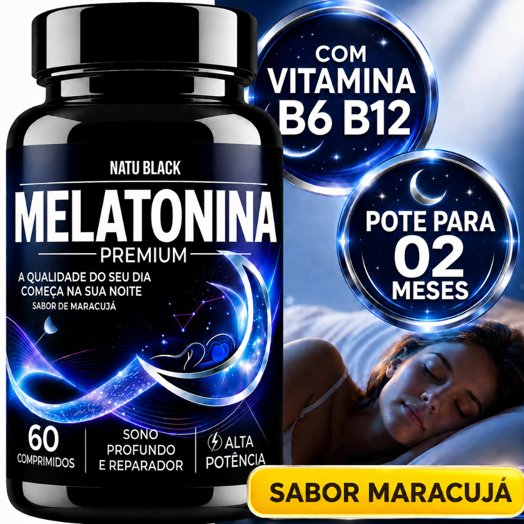 Melatonina Premium com Vitaminas B6 B12 e Triptofano