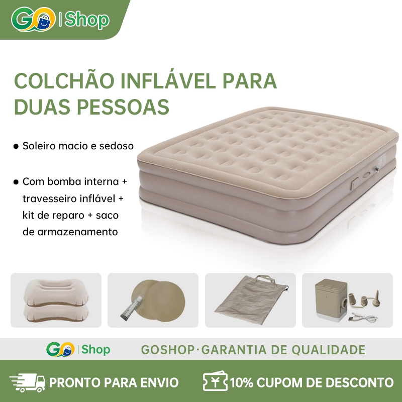 Colchão Inflável Queen Casal Cama De Campanha Bomba Inflável Com Bateria De Lítio Integrada 203*154*44cm