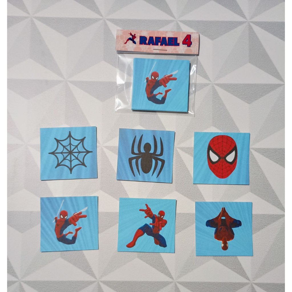 Jogo da Memória Personalizado 6 pares Lembrancinha Festa Aniversário Infantil Personalizados Homem Aranha