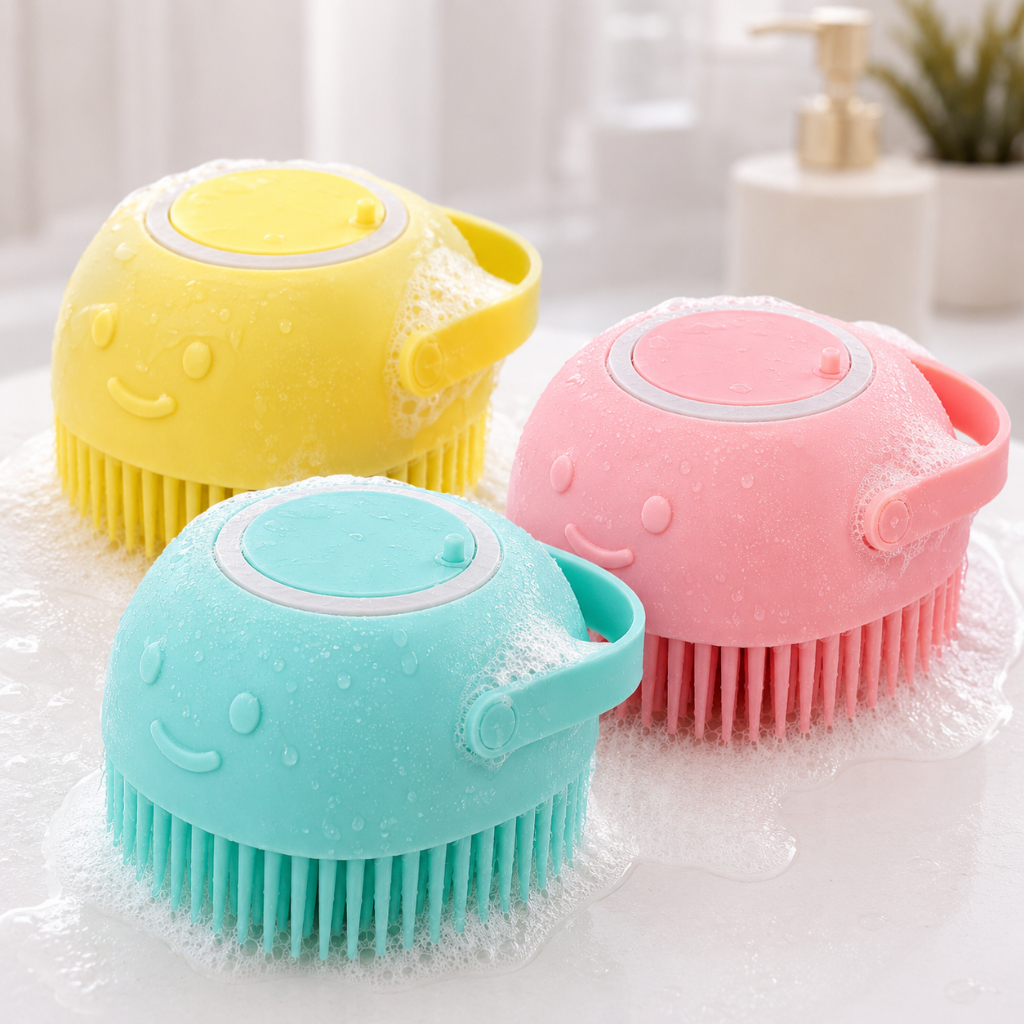 Esponja De Silicone Para Banho Com Dispenser Sabonete Líquido Massageadora Corporal