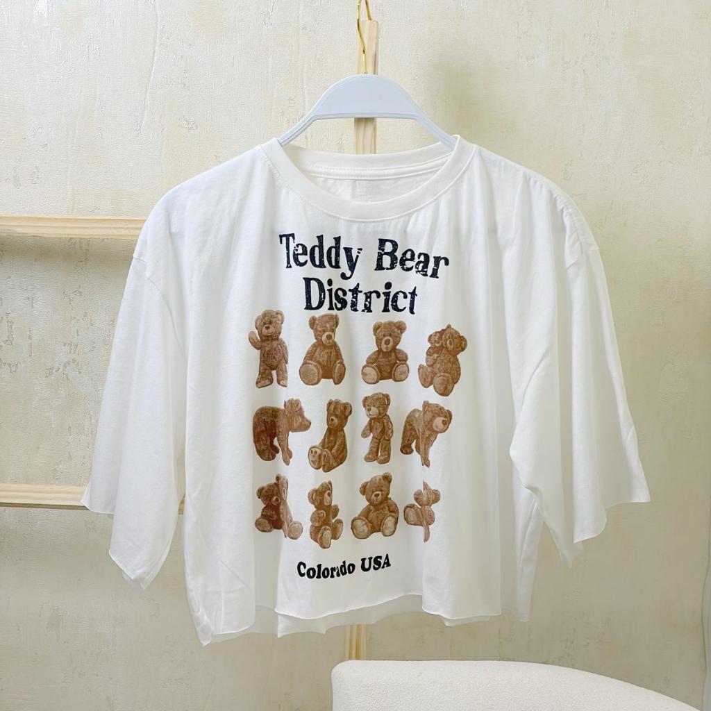 Cropped Oversized Ursinho Teddy Blusa Feminina Estampa Inverno 100% Algodão Confortável e Estilosa