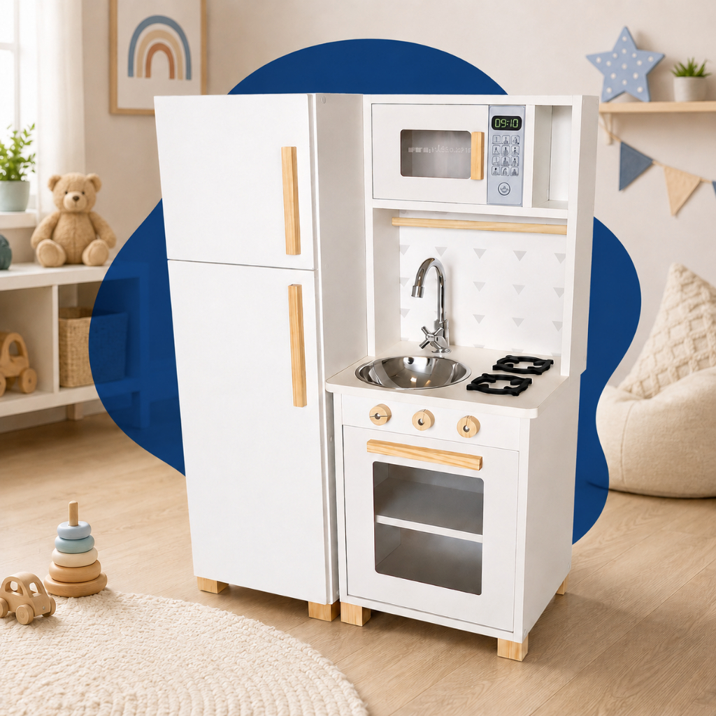 Mini Cozinha Infantil Mundo Culinário Pequenos Chefs Faz de Conta Brinquedo Pedagógico Kit Livro